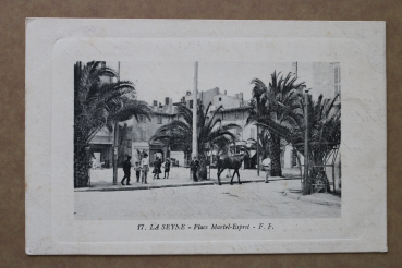 Postcard PC La Seyne 1917 Place Martel Esprit square Palms France 83 Var